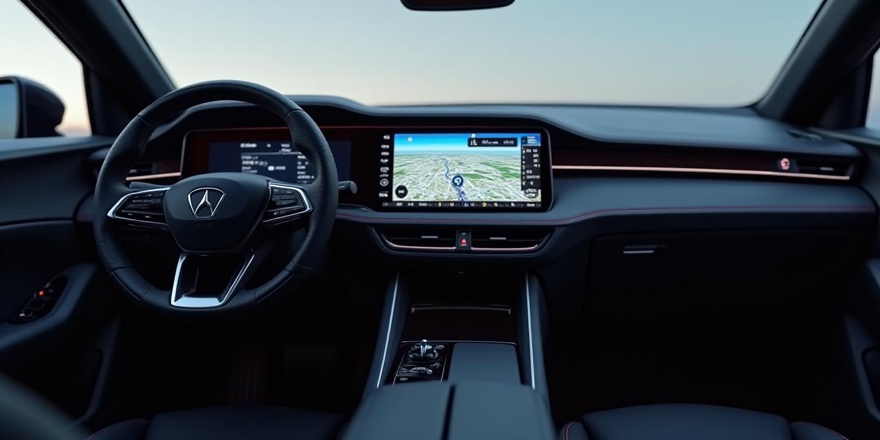 Interior de vehículo moderno con sistema GPS avanzado