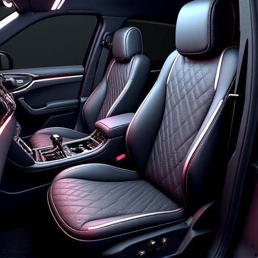 Interior de coche modificado con luces y cuero premium