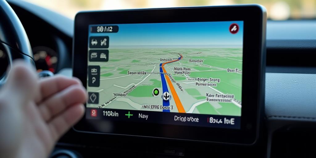 Pantalla de infotainment de coche con mapa GPS